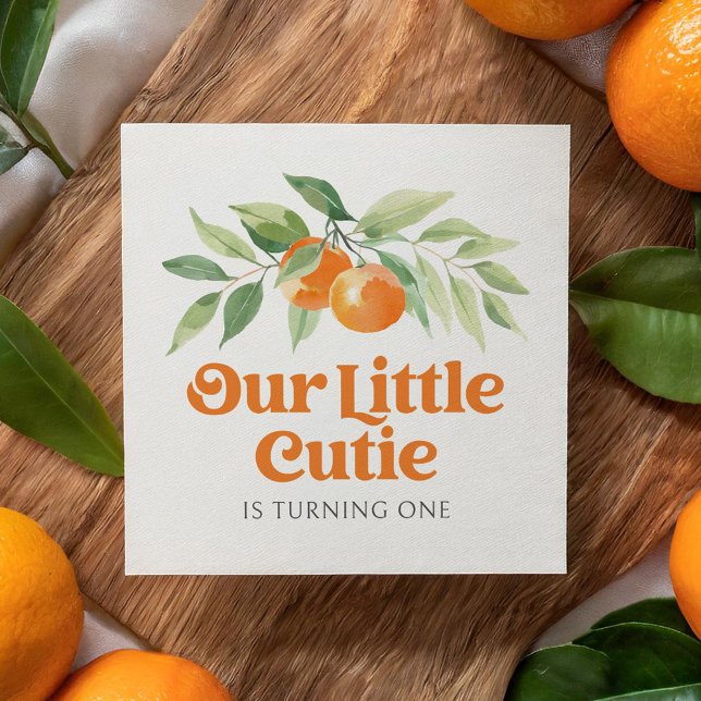 Little Cutie Orange Citrus Birthday Party Napkin (Creator Uploaded)