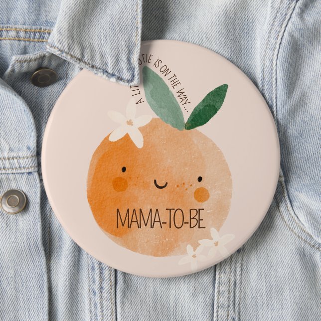 Little Cutie Orange Citrus Botanical Baby Shower 6 Cm Round Badge (In Situ)