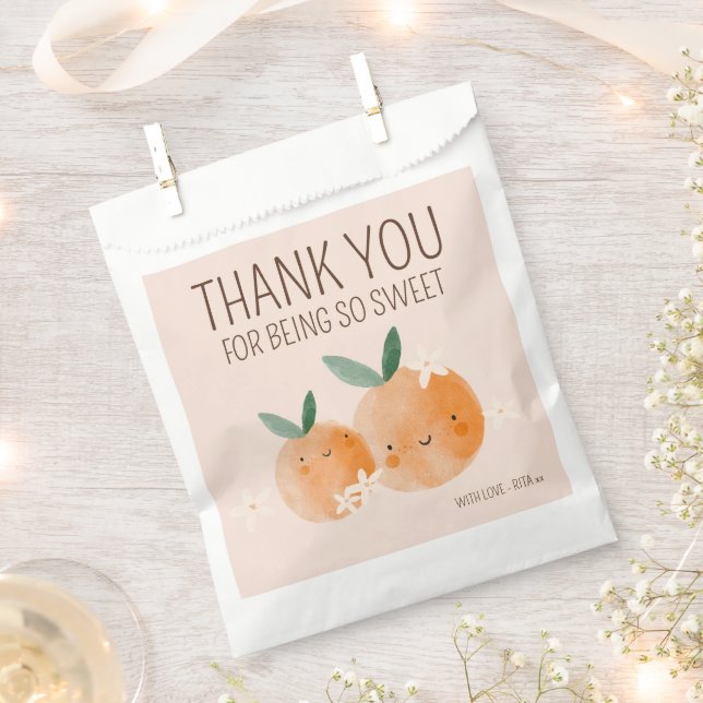 Little Cutie Orange Citrus Botanical Baby Shower Favour Bags (Clipped)