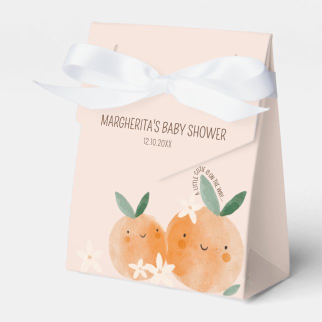 Little Cutie Orange Citrus Botanical Baby Shower Favour Box (Front Side)