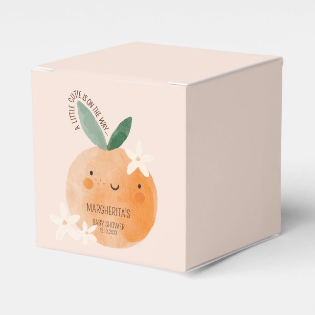 Little Cutie Orange Citrus Botanical Baby Shower Favour Box (Front Side)