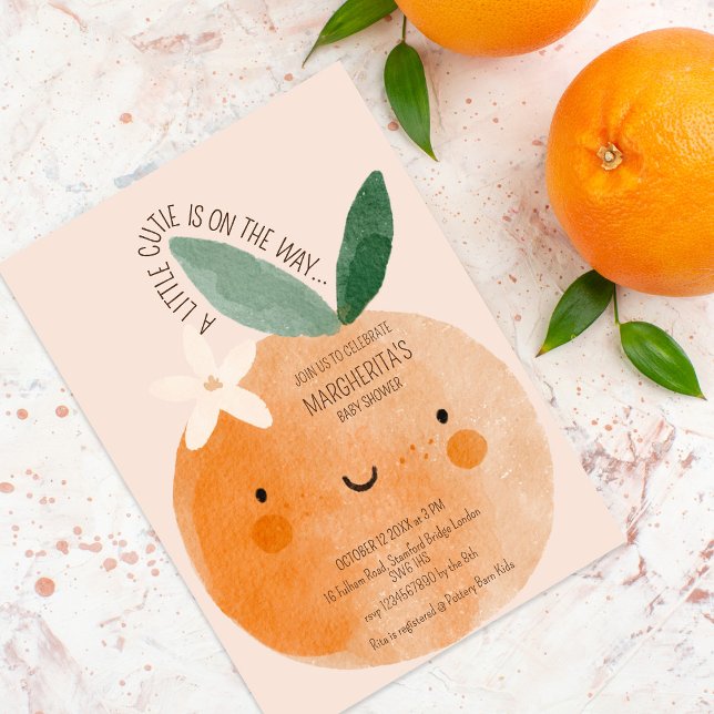 Little Cutie Orange Citrus Botanical Baby Shower Invitation (Creator Uploaded)