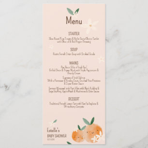 Little Cutie Orange Citrus Botanical Baby Shower Menu