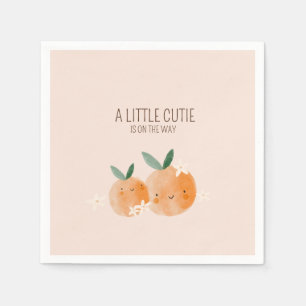 Little Cutie Orange Citrus Botanical Baby Shower Napkin