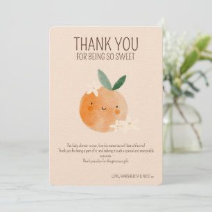 Little Cutie Orange Citrus Botanical Baby Shower Thank You Card