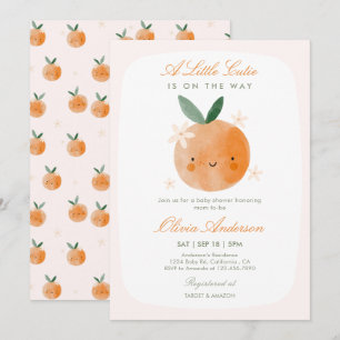 Little Cutie, Orange Citrus Girl Baby Shower Invitation