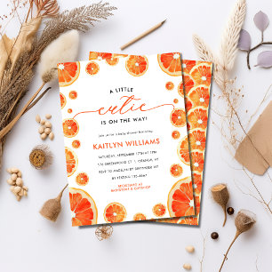 Little Cutie Orange Citrus Modern Baby Shower Invitation