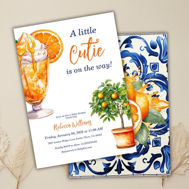 Little Cutie Orange Citrus Summer Baby Shower Invitation (Creator Uploaded)