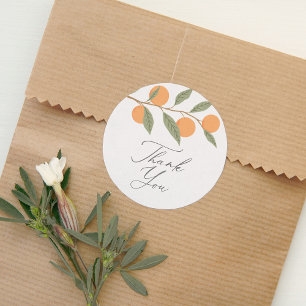 Little Cutie Orange Citrus Thank You Classic Round Sticker