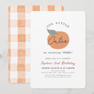 Little Cutie Orange Clean Kids Birthday Invitation