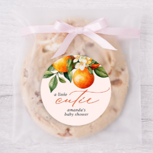 Little Cutie Orange Clementine Baby Shower Favor Classic Round Sticker
