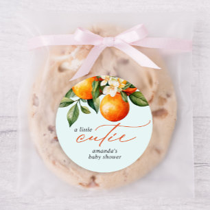 Little Cutie Orange Clementine Baby Shower Favour Classic Round Sticker