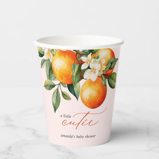 Little Cutie Orange Clementine Baby Shower Favour Paper Cups (Front)