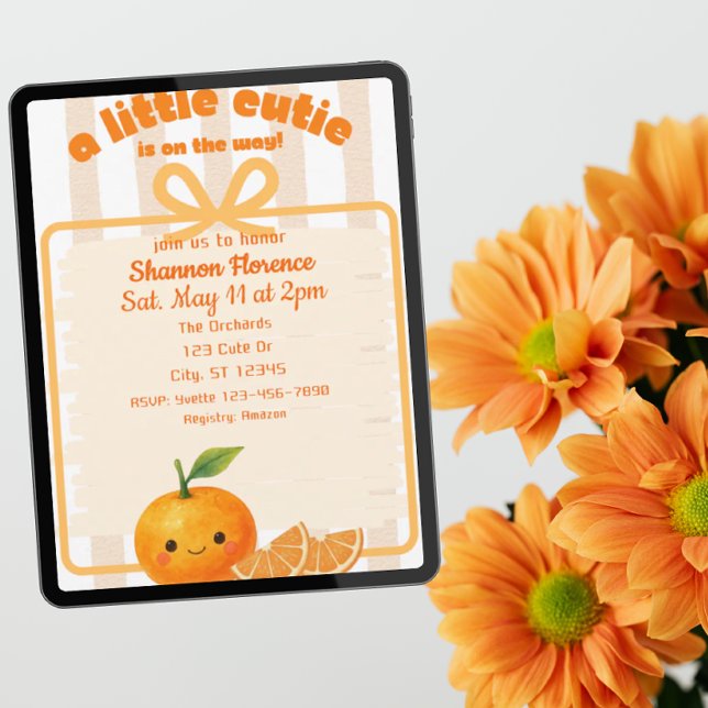 Little Cutie, orange, clementine baby shower Invitation (Creator Uploaded)