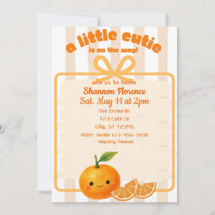 Little Cutie, orange, clementine baby shower Invitation