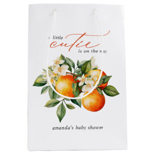 Little Cutie Orange Clementine Baby Shower Medium Gift Bag