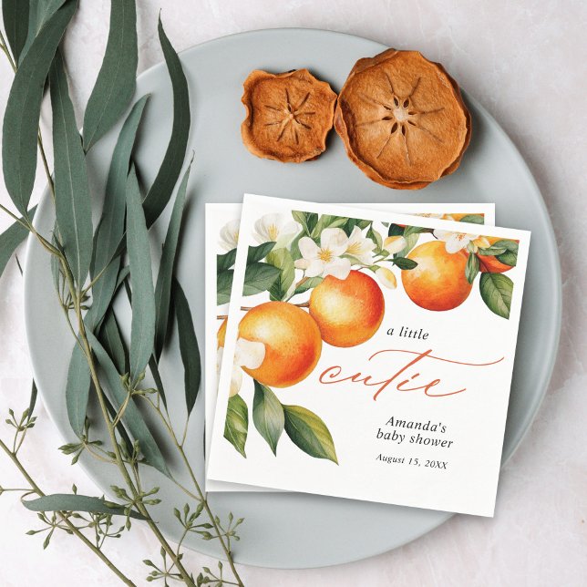 Little Cutie Orange Clementine Baby Shower Napkin (Creator Uploaded)