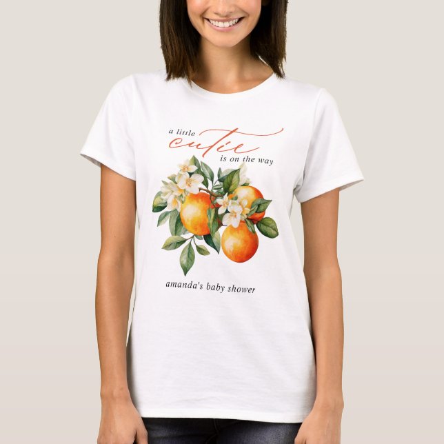 Little Cutie Orange Clementine Baby Shower T-Shirt (Front)