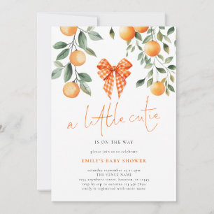 Little Cutie Orange Coquette Bow Girl Baby Shower  Invitation
