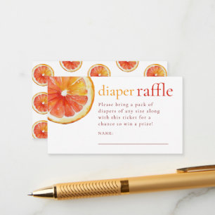 Little Cutie Orange Diaper Raffle Baby Shower Enclosure Card