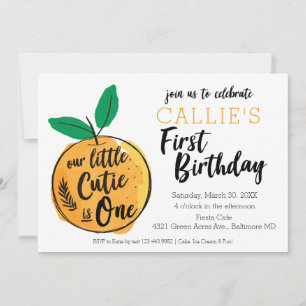 Little Cutie Orange First Birthday Invitation