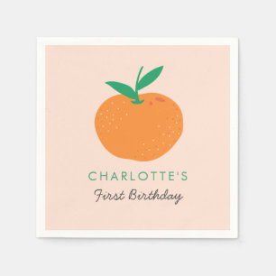 Little Cutie Orange First Birthday Napkins