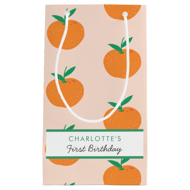 Little Cutie Orange First Birthday Small Gift Bag (Front)