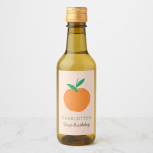 Little Cutie Orange First Birthday Wine Label