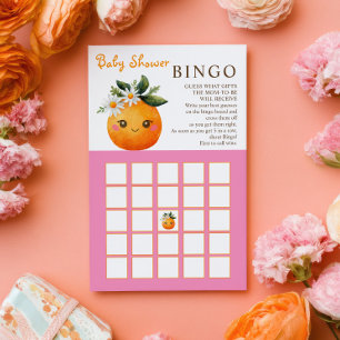 Little Cutie Orange Fruit Baby Shower BINGO Game