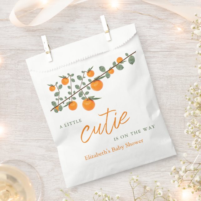 Little Cutie Orange Gender Neutral Baby Shower Favour Bags (Clipped)