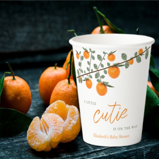 Little Cutie Orange Gender Neutral Baby Shower Paper Cups (Creator Uploaded)