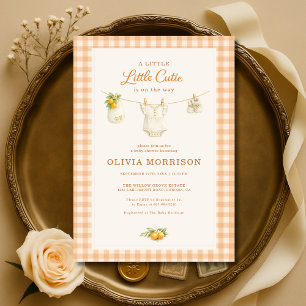 Little Cutie Orange Gingham Baby Shower Invitation