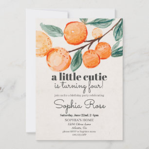 Little cutie orange girl birthday invite