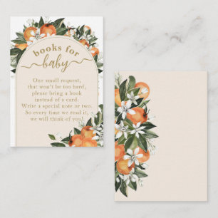 Little cutie Orange grenery boho Baby Shower book  Enclosure Card