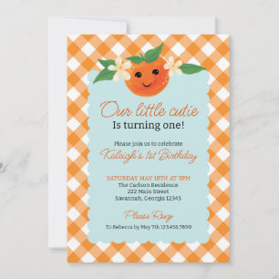 Little Cutie Orange Neutral Birthday Invitation