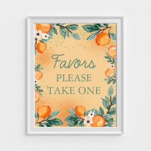 Little Cutie Orange Party Favours Please Take One Poster