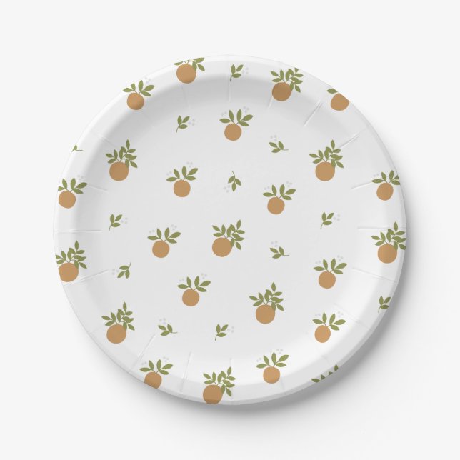 Little Cutie Orange Party Paper Plates (Front)