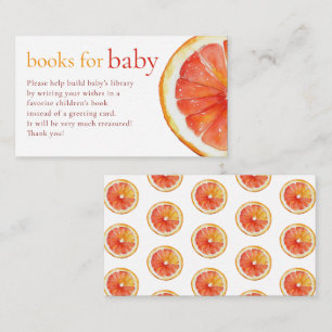 Little Cutie Orange Slice Books for Baby Shower Enclosure Card