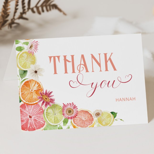 Little Cutie Orange Summer Baby Shower Thank You Card (Creator Uploaded)