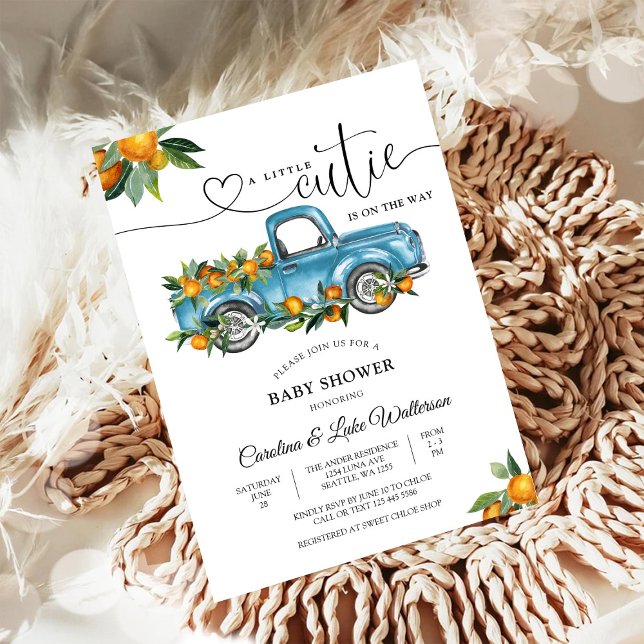Little Cutie Orange Truck Shower Invitation (Creator Uploaded)