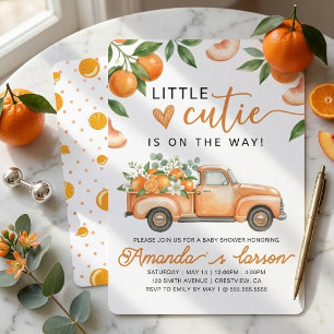 Little Cutie Orange Vintage Truck Baby Shower Invitation