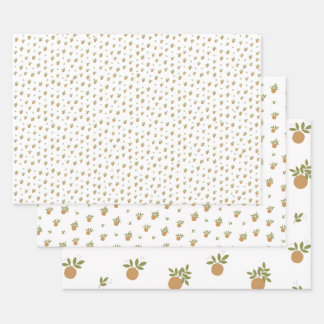 Little Cutie Orange Wrapping Paper Sheet Set