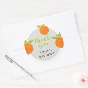 Little Cutie Oranges Baby Shower Thank You Classic Round Sticker