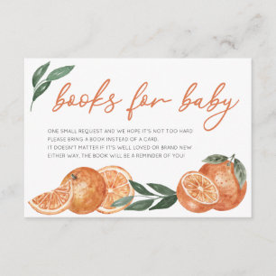 Little Cutie Oranges Books For Baby Shower Enclosure Card