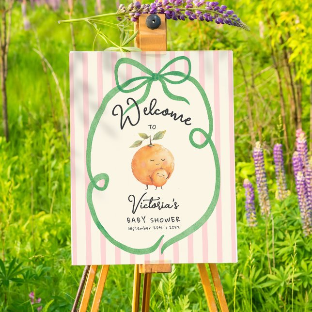Little Cutie oranges Bow Baby Shower Welcome Sign (Creator Uploaded)