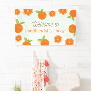 Little Cutie Oranges Girl Birthday Welcome Banner