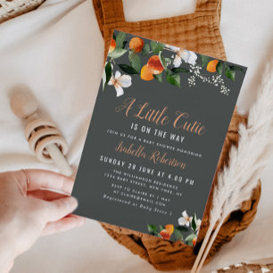 LITTLE CUTIE   painted citrus oranges baby shower  Invitation