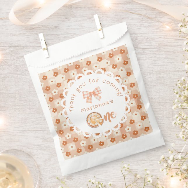 Little cutie Pie 1st birthday gingham Thank you Favour Bags (Clipped)