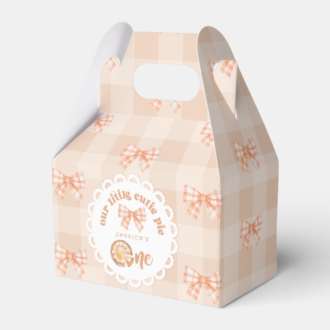 Little cutie Pie 1st birthday gingham Thank you Favour Box (Front Side)