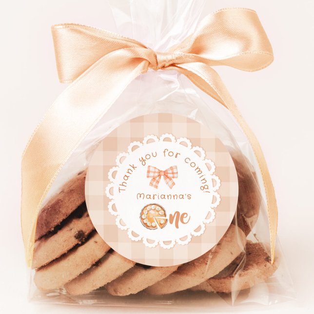 Little cutie Pie 1st birthday Thank you Classic Round Sticker (Creator Uploaded)